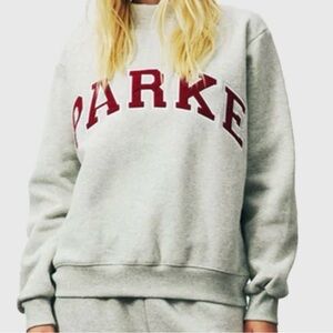 Parker Gray Sweatshirt with Bold Red Accents